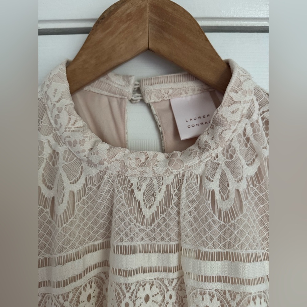 Women's LC Lauren Conrad Mock Neck Lace Top - Picture 2 of 9
